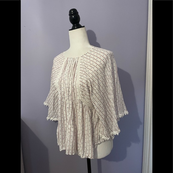 Anthropologie Moon River Boho Stripped Blouse - Picture 7 of 9